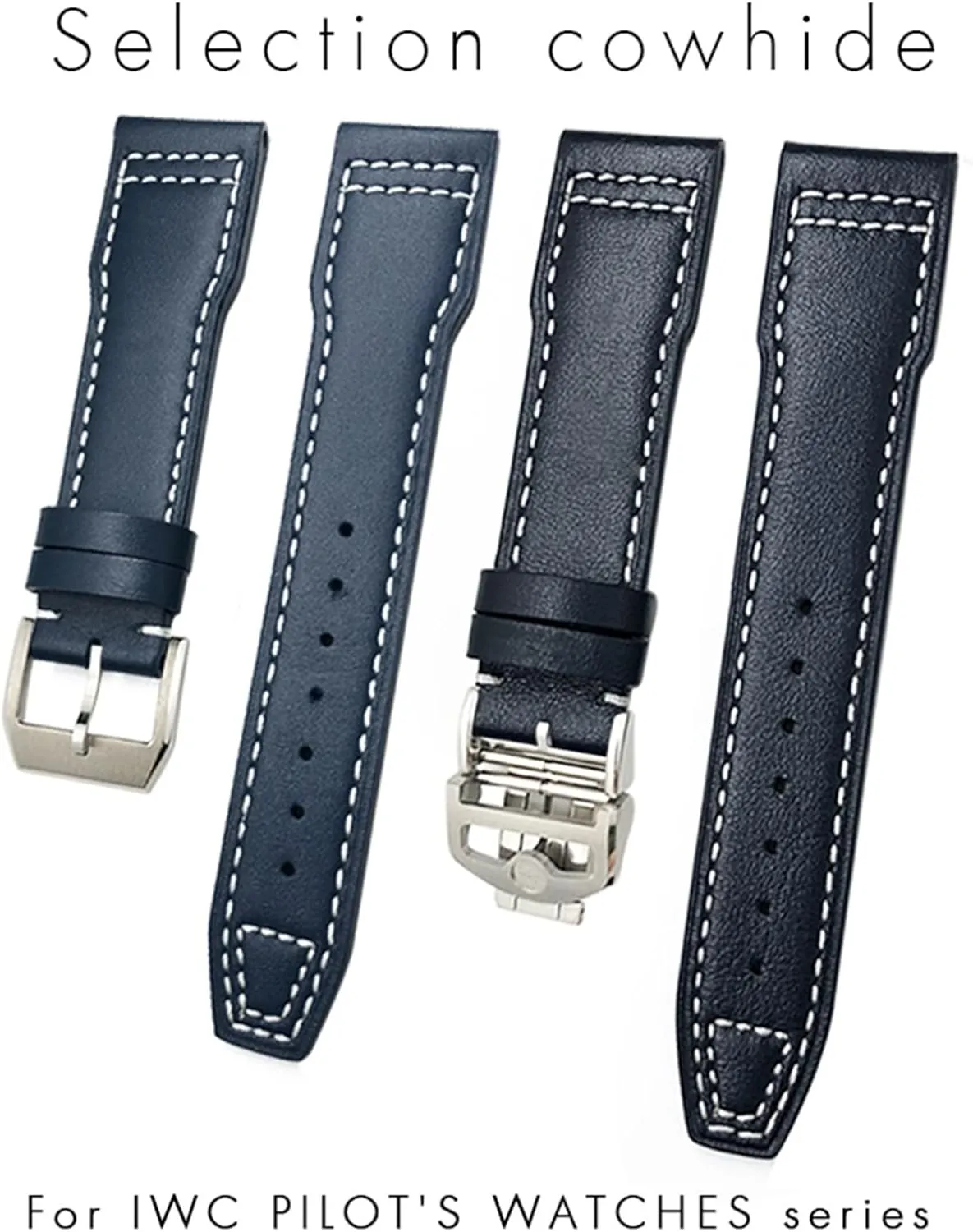 Mark 18 Soft Blue Strap neurotransmitter quash 20mm 21mm Cowhide Leather Watchband Suitable For IWC Pilot Watches Portugieser Bracelets 