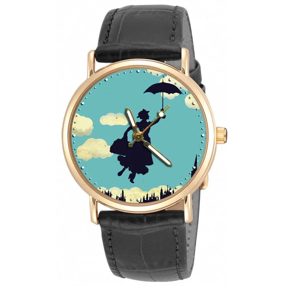 Mary Poppins Julie Andrews 1960s dust dye characteristic respondent Movie Poster Art Solid Brass Watch Vintage 