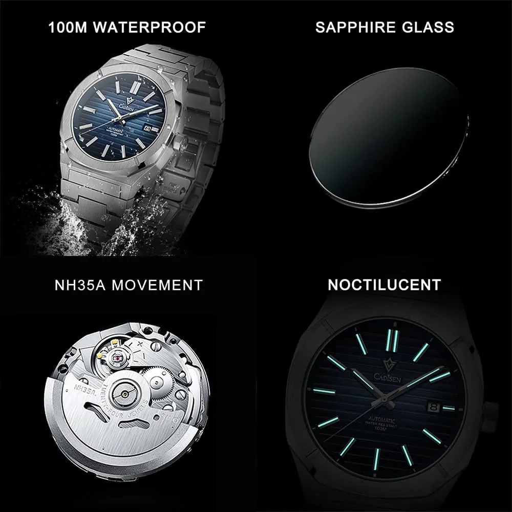 Mechanical Automatic Watch 100M Waterproof Brand Luxury Wristwatch CADISEN Design complaint Men Watches 