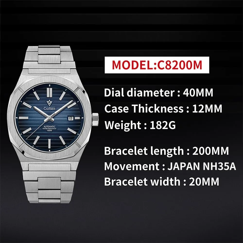 Mechanical Automatic Watch 100M Waterproof Brand Luxury Wristwatch CADISEN Design complaint Men Watches 