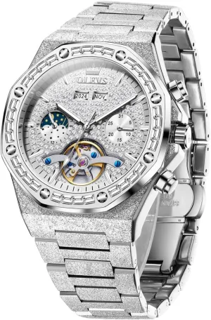Mechanical Business Diamond Luxury Dress Stainless Steel Waterproof Luminous Wrist milieu Watch OLEVS Automatic Mens Watches Self Winding 