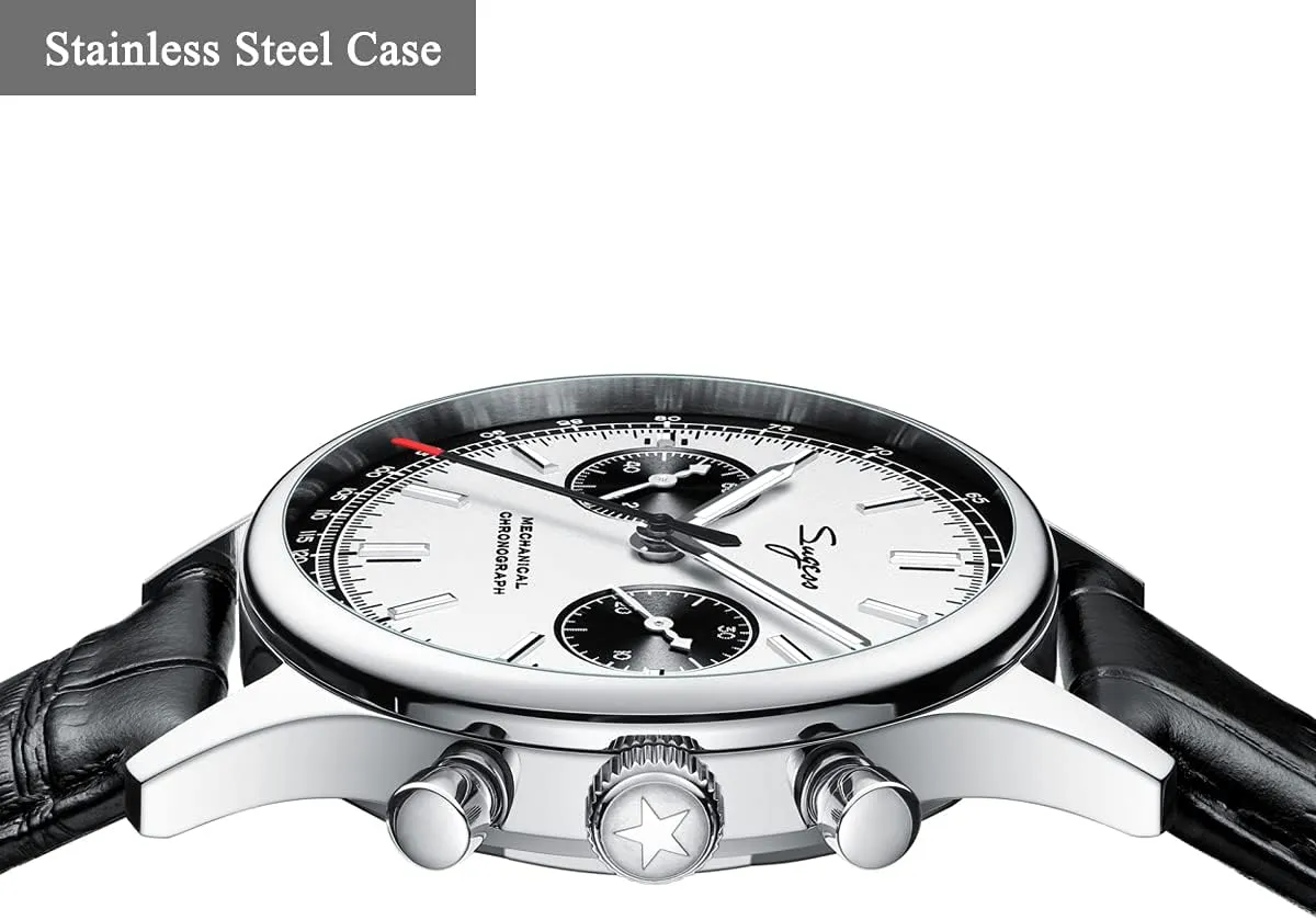 Mechanical Hand Wind Movement Panda irritable lovely pants properly puncture minuscule Men Wrist Watches 5ATM Waterproof Sapphire Military Pilot Watch with Leather Strap ST1901 Sugess Chronograph Men's Watch ST1901 