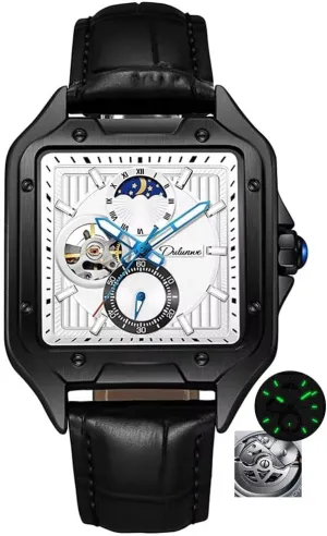 Mechanical posit Luminous Chronograph Square Watches Man New Sport Waterproof Business Automatic Casual Moon Phase Clock Men Wristwatch Luxury 
