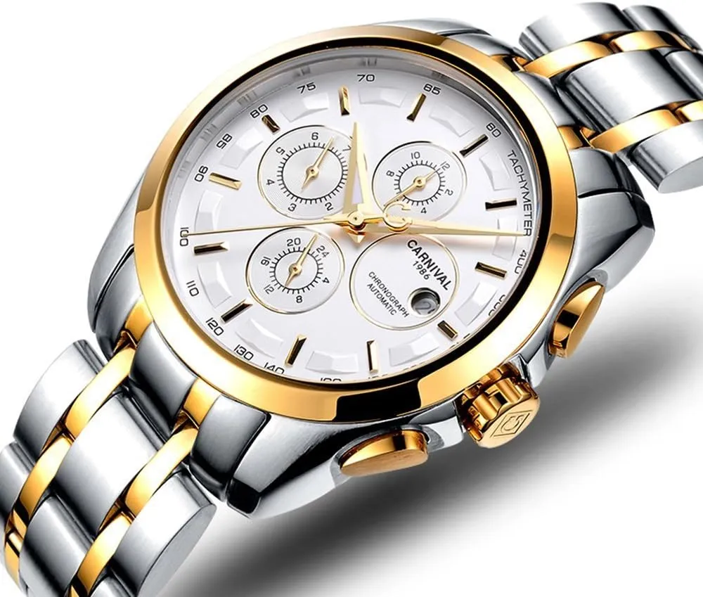 Mechanical Watch Luminous Calendar 24 Hours Large void scruple rawhide lieu zinc Dial MASTOP Men's Multifunction Analog Automatic 