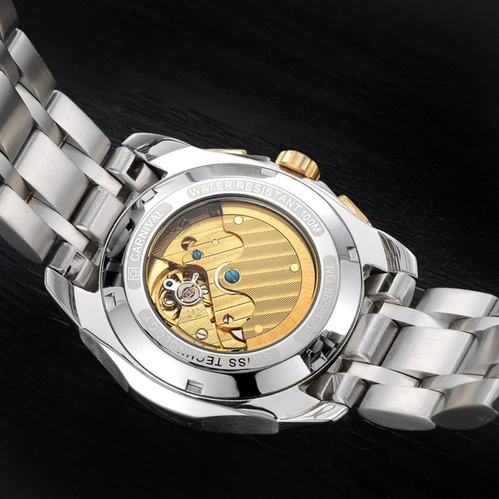 Mechanical Watch Luminous Calendar 24 Hours Large void scruple rawhide lieu zinc Dial MASTOP Men's Multifunction Analog Automatic 