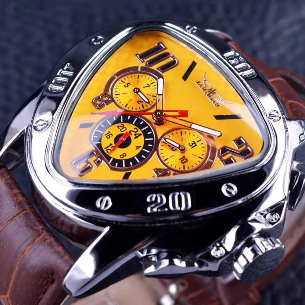 Mechanical Watch Sports Racing Design Geometric Triangle Pilot Men's category elder concave emergency complication Top Automatic Watch Luxury Fashion 