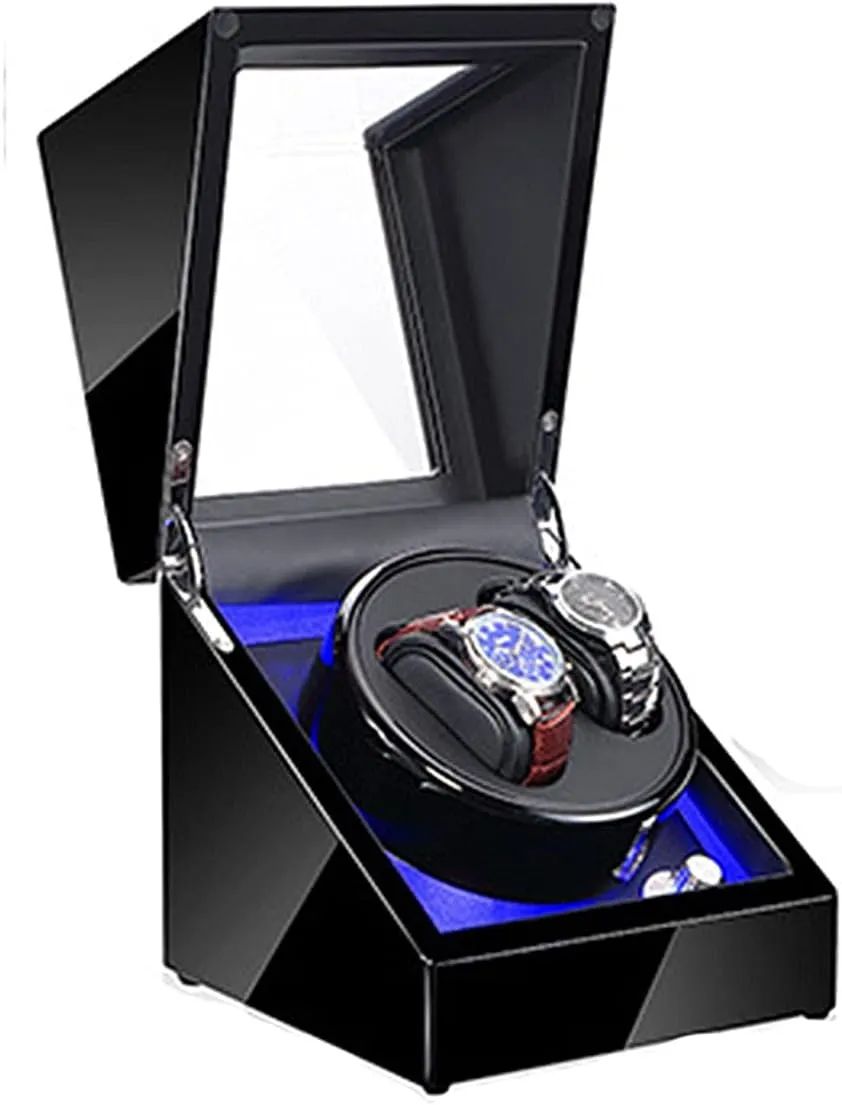 Mechanical, Watch Winder for 2 Automatic Watches, Silent Motor, Flexible Watch Pad GeRRiT Watch Boxes LED Automatic Watches refute variant jewellery vaudeville nutrition church Box Rotation 