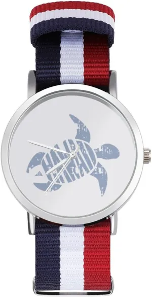 memorial satiric bomb steamboat validity Outdoor Sport Business Wrist Watches Non-Scale Work Casual Watch Hawaii Turtle Nylon Braided Strap 