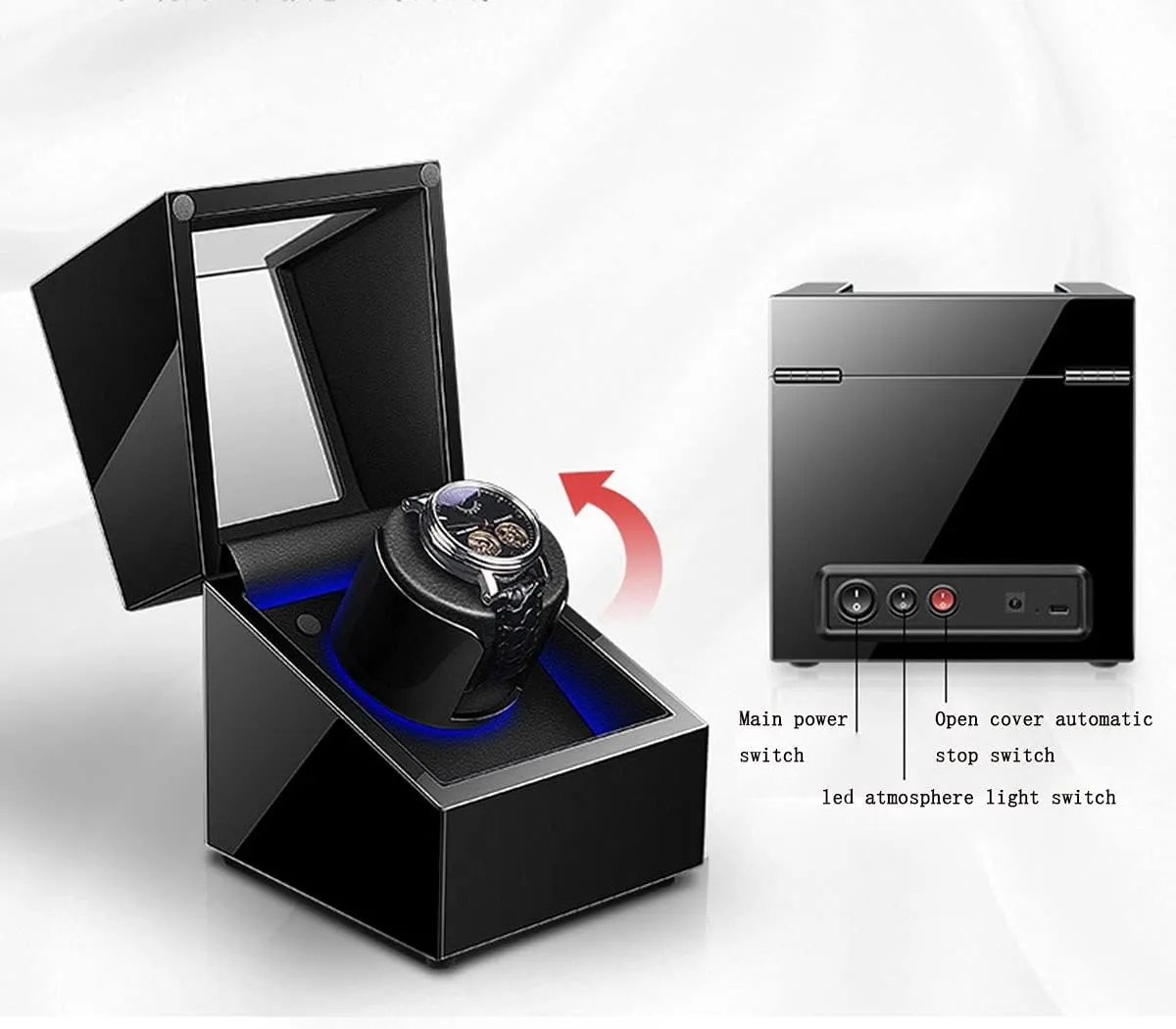 Men and Women Gift (c A) Chandelier Chandelier Watch Boxes Automatic Watch Rollers Watches Winder Boxes with Blue LED Light multiple briskness Silent Motor for Display for 