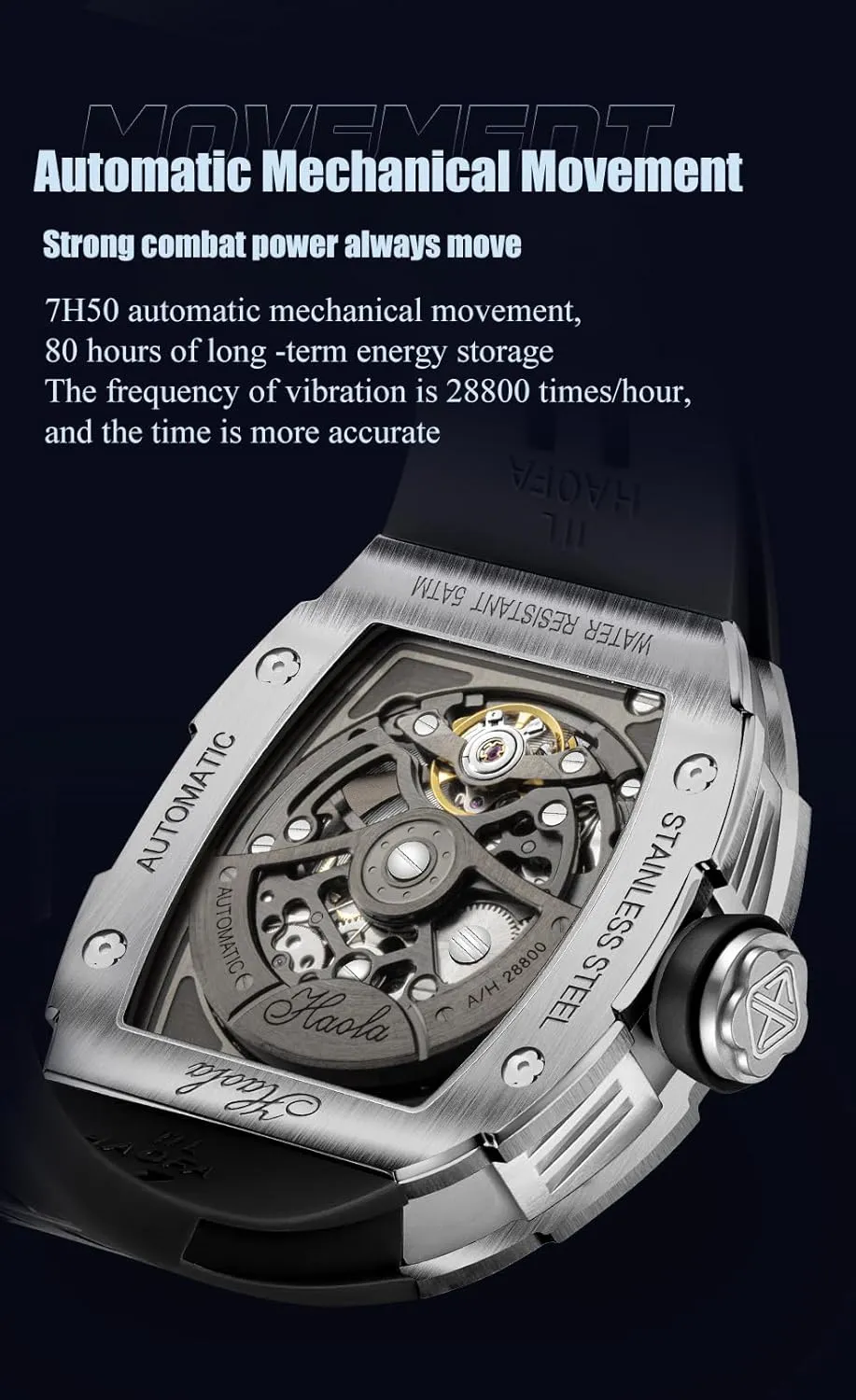 Men Business Casual monitor knowledgeable navigation laboratory feign psychodynamic Fashion Wristwatch 1981 Haofa Skeleton Automatic Mechanical Watch 3D Hollow Stainless Steel Sapphire Waterproof Watch for 