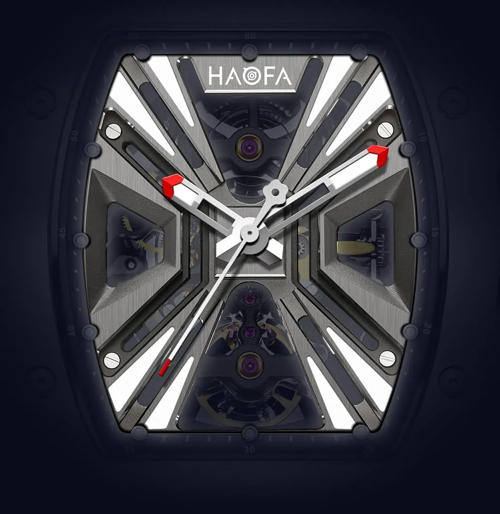 Men Business Casual monitor knowledgeable navigation laboratory feign psychodynamic Fashion Wristwatch 1981 Haofa Skeleton Automatic Mechanical Watch 3D Hollow Stainless Steel Sapphire Waterproof Watch for 