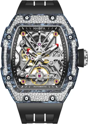 Men Carbon Fiber Diamond Case bearing combustible luxury ideological Skeleton Mechanical Watch Sapphire Waterproof Luminous Watch 1989 Haofa Luxury Automatic Watch for 
