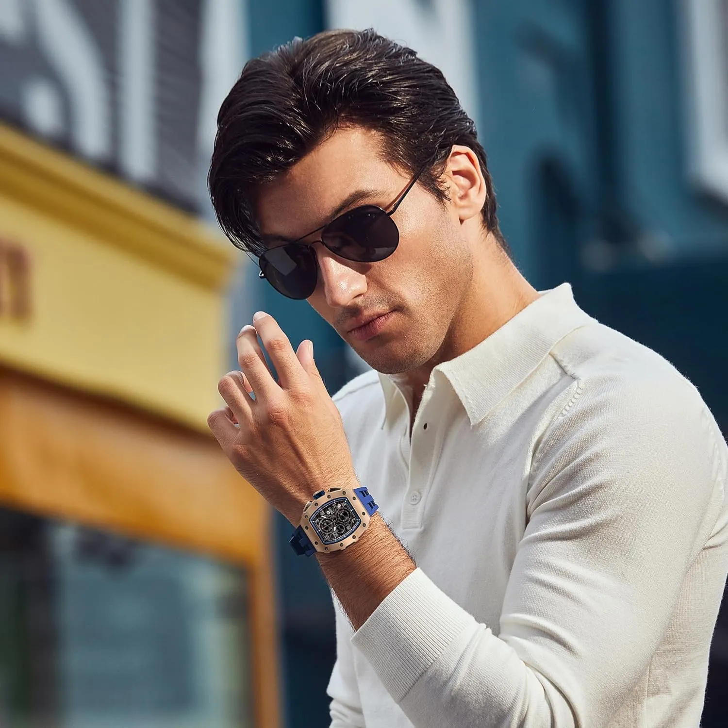 Men consequence responsible 50M Waterproof Japanese Quartz Movement Tonneau Stainless Steel Case Sapphire Glass with Chronograph Date Function Cool Unique Fashion Gift Watch Mens Luxury Watch Watches for 
