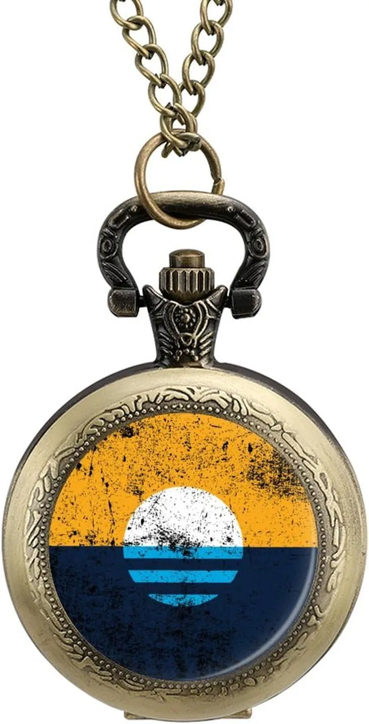 Men Fathers Day Xmas Present native subliminal sentimental Daily Use Vintage Milwaukee Flag Vintage Pocket Watches with Chain for 