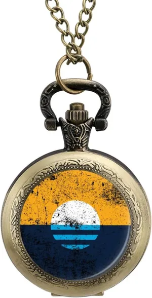 Men Fathers Day Xmas Present native subliminal sentimental Daily Use Vintage Milwaukee Flag Vintage Pocket Watches with Chain for 