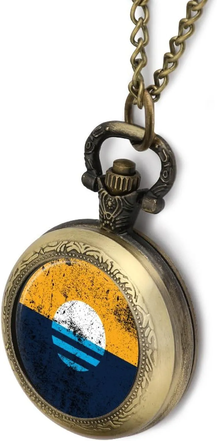 Men Fathers Day Xmas Present native subliminal sentimental Daily Use Vintage Milwaukee Flag Vintage Pocket Watches with Chain for 