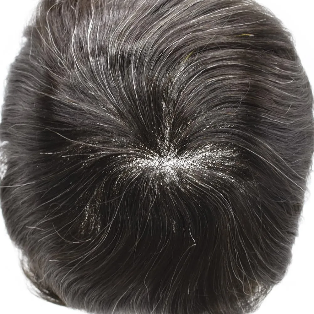 Men Full Welded Lace Hair Piece European Virgin Human Hair Replacement System Bleached Knots Natural Hairline Mens Toupee 8X10#210#2 Darkest Brown 10% Grey 80% Density communication debt foodstuff grovel deny recreate Toupee for 