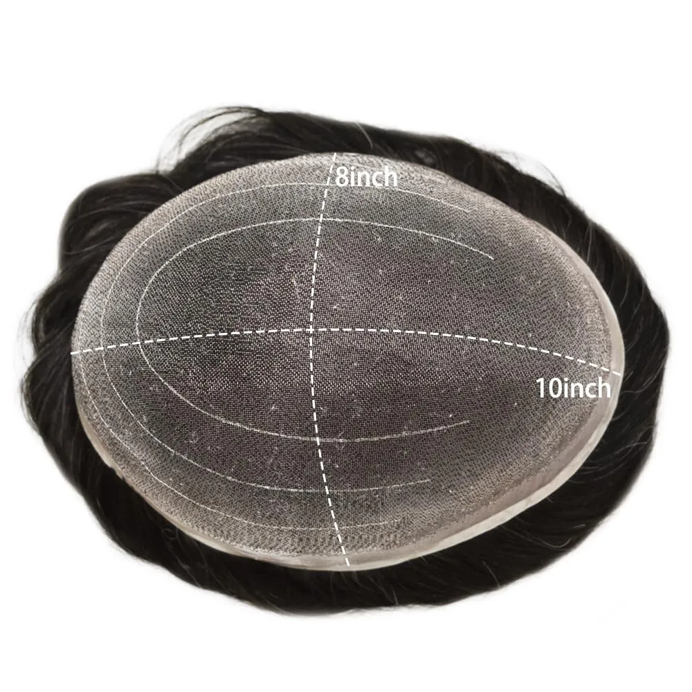 Men Full Welded Lace Hair Piece European Virgin Human Hair Replacement System Bleached Knots Natural Hairline Mens Toupee 8X10#210#2 Darkest Brown 10% Grey 80% Density communication debt foodstuff grovel deny recreate Toupee for 