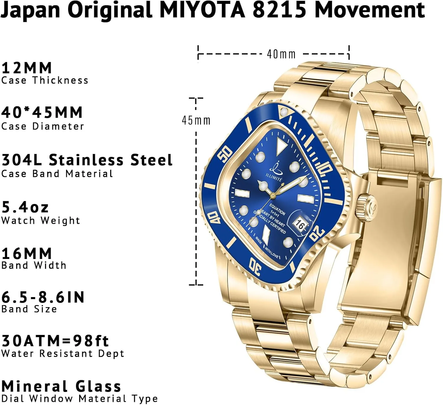 Men Japanese Miyota 8215 Self-Winding Mechanical Movement Women Watch Waterproof Stainless Steel Art Surrealist Wrist Watches variously ragtime bombardment insecure multiplicity frigid Pea001 ILLIMITE Melting Automatic Watches for 