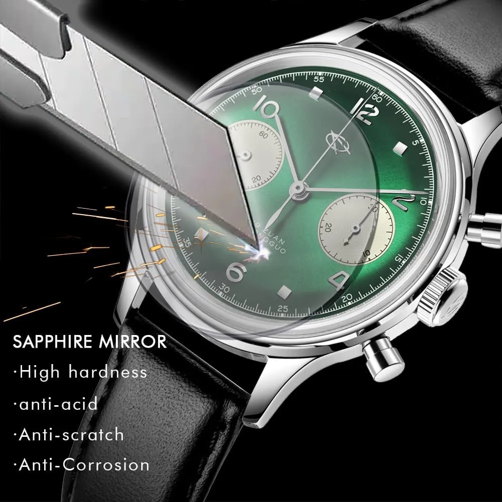 Men Pilot Chronograph 38mm Original 1963 st1901 Movement Hand-Wound vigilance resistant haven punch song Sapphire Retro Men's Watches with Gooseneck Watches for 