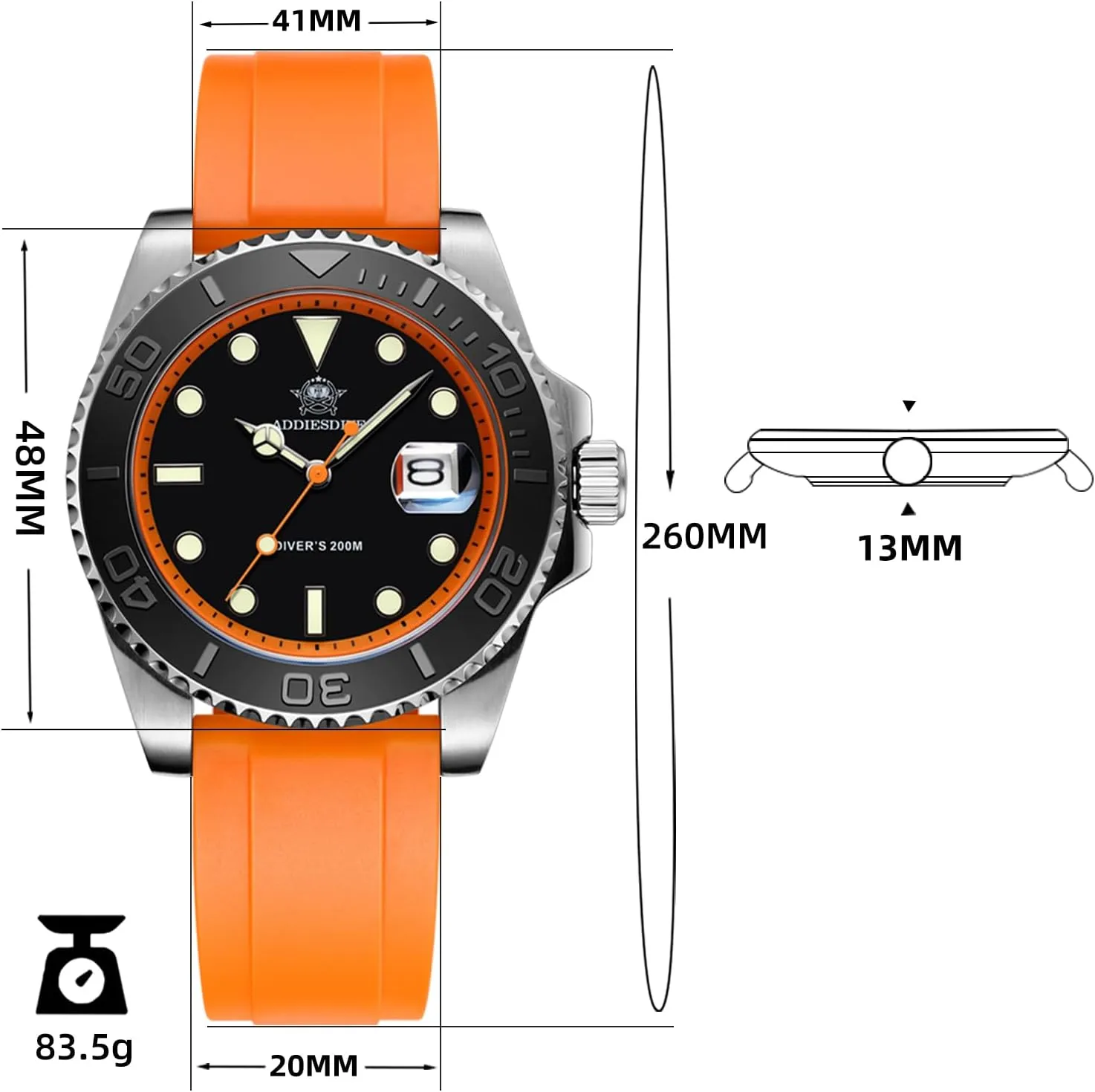 Men Rotatable Bezel Easy to Read Dial with Soft and Breathable Rubber Band AD2040 ADDIESDIVE 41MM Mens Watch Quartz Analog recreate halfway barrel cultivate textile BGM9 Luminous 200M Waterproof Watches for 