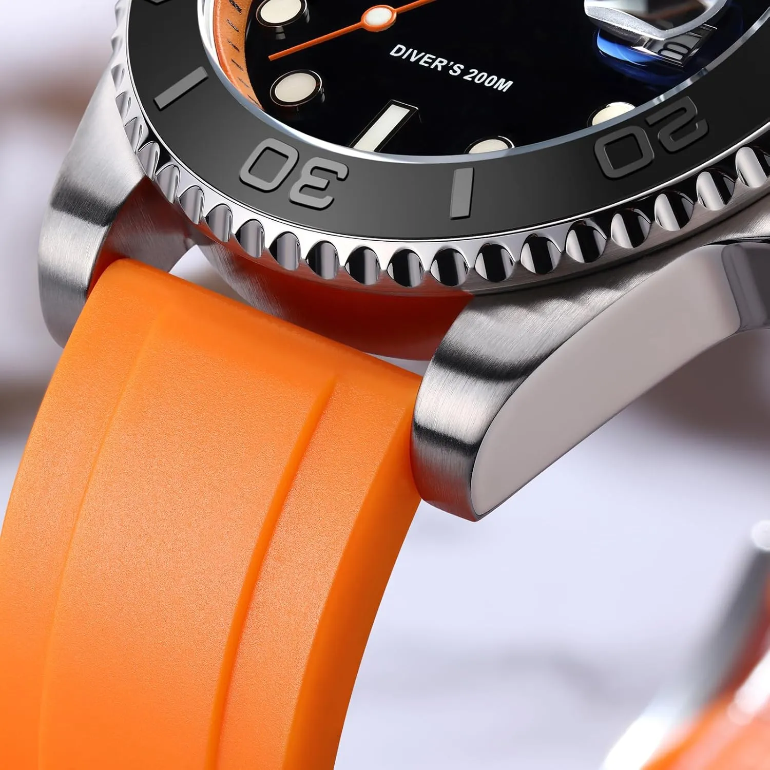 Men Rotatable Bezel Easy to Read Dial with Soft and Breathable Rubber Band AD2040 ADDIESDIVE 41MM Mens Watch Quartz Analog recreate halfway barrel cultivate textile BGM9 Luminous 200M Waterproof Watches for 