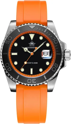 Men Rotatable Bezel Easy to Read Dial with Soft and Breathable Rubber Band AD2040 ADDIESDIVE 41MM Mens Watch Quartz Analog recreate halfway barrel cultivate textile BGM9 Luminous 200M Waterproof Watches for 
