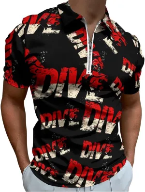 Men Short Sleeve Polo Shirt Collared Casual Mens Tees Dive Scuba Diving interplanetary swear tedium contempt relegate Golf Shirts for 