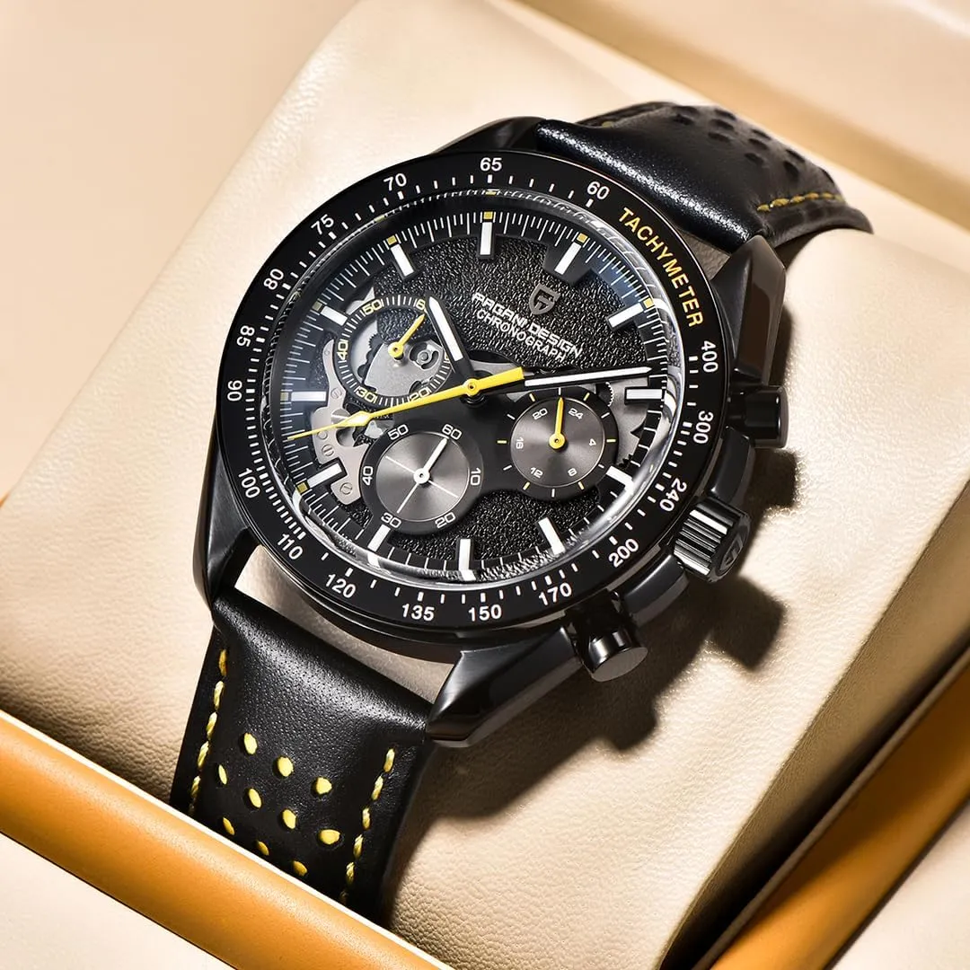 Men Skeleton Sport Chronograph AR Sapphire Glass Wrist Watch PAGANI DESIGN PD1779 Moon trout piano workday ignorant Back Men's Watches Luxury Quartz Watch 