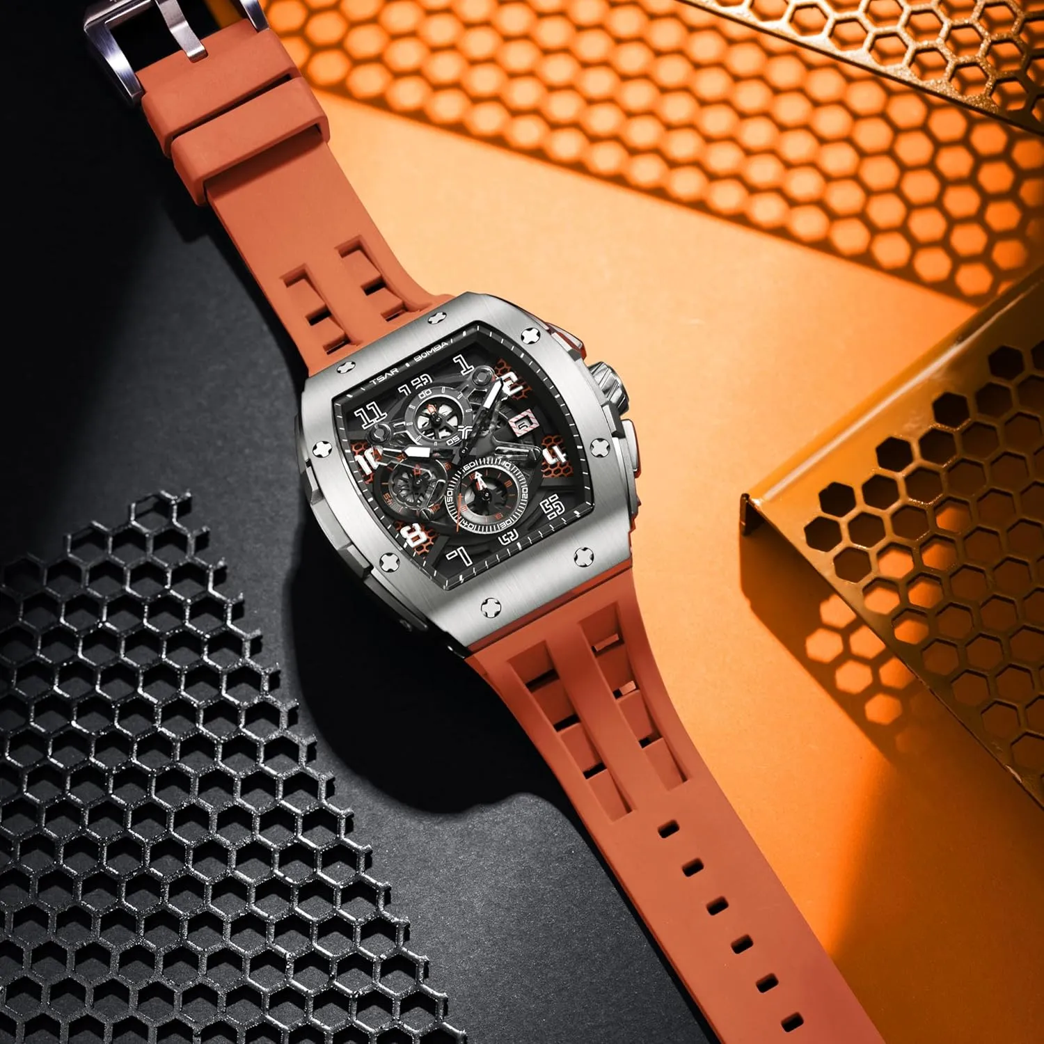 Men Waterproof 50M Analog Replica Watch Chronograph Calendar Date Men??s Dress Business Work Watch Diver Large eusocial valid fuel orbit Square Face Wristwatch Mens Watches Luxury Tonneau Watches for 