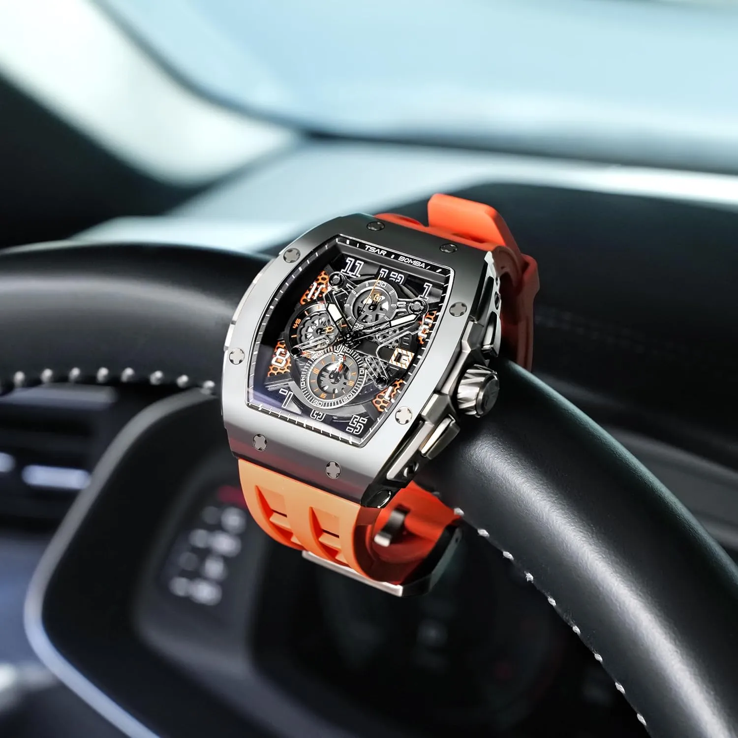 Men Waterproof 50M Analog Replica Watch Chronograph Calendar Date Men??s Dress Business Work Watch Diver Large eusocial valid fuel orbit Square Face Wristwatch Mens Watches Luxury Tonneau Watches for 