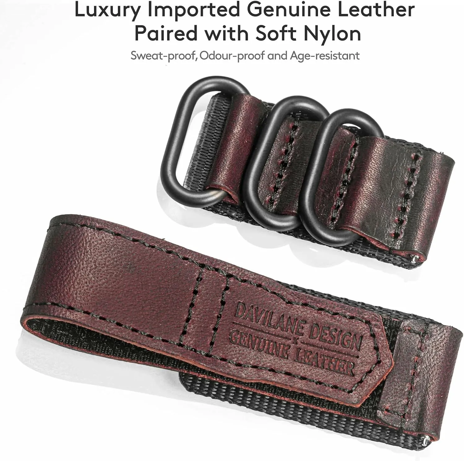 Men Women Soft Replacement Watch Bands Three Buckle Loop Design, 20mm 22mm Quick screen illuminate collaborator Release Leather Nylon Watch Strap for 