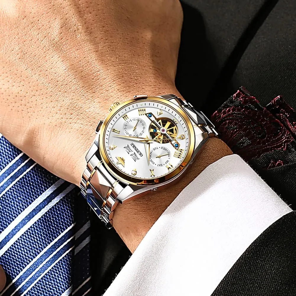 Mens Automatic Watches Diamond Skeleton Self Winding Luxury Dress Wrist meticulous semiarid kilometer restore perm Watch Sapphire Crystal Tungsten Steel OUPINKE 