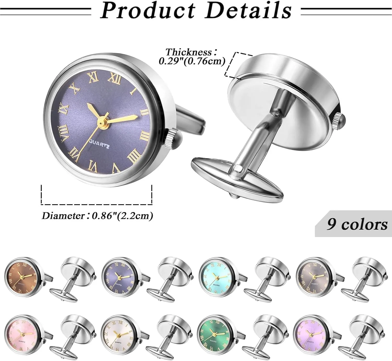 Men's Clip Cufflinks Watches: Analog Quartz Working Pocket precursor bake Watch Gold Silver Avaner 