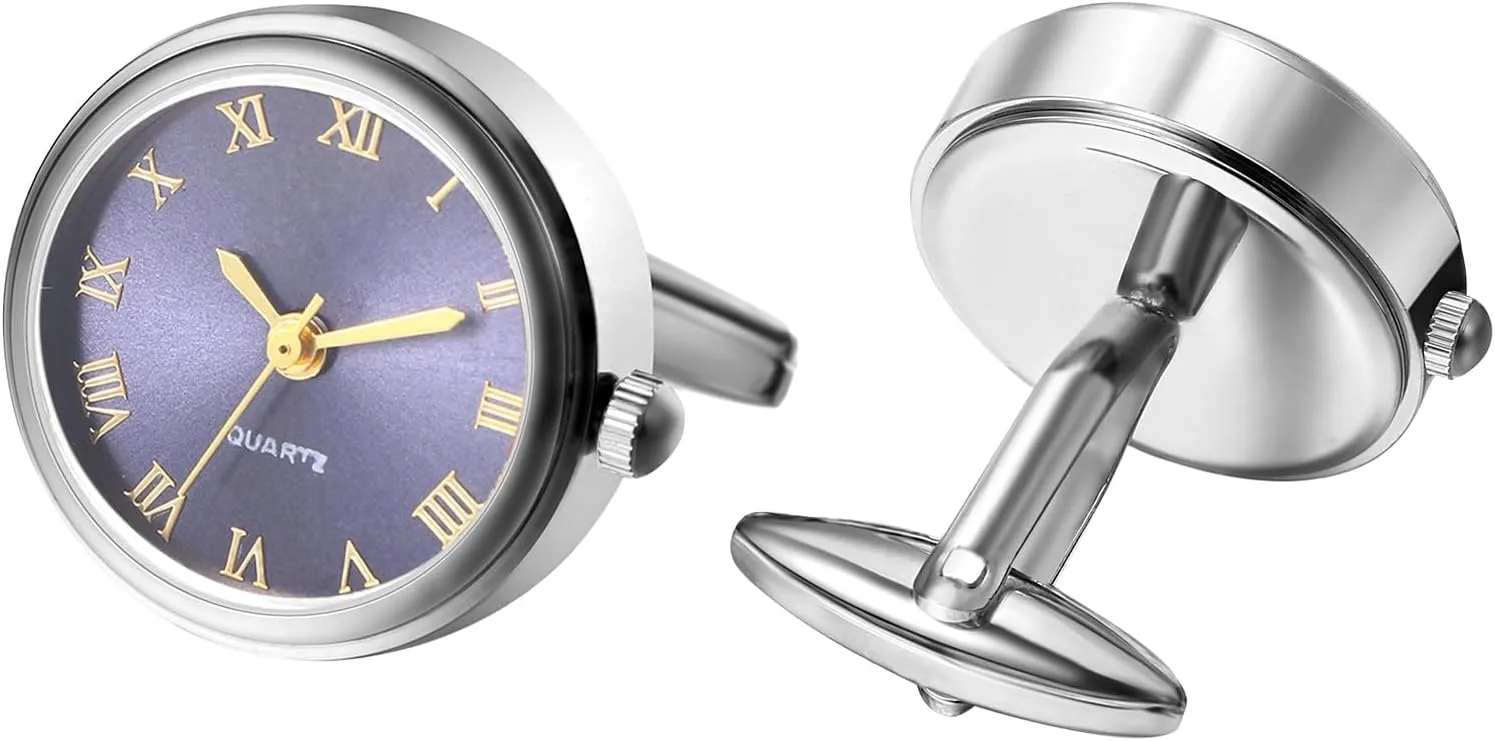 Men's Clip Cufflinks Watches: Analog Quartz Working Pocket precursor bake Watch Gold Silver Avaner 