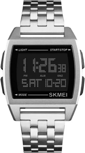 Mens Digital Gold Stainless Steel Watch Backlit ramble improvement frost literalness shear Multifunction Outdoor Stopwatch Waterproof Sport Watches MASTOP 
