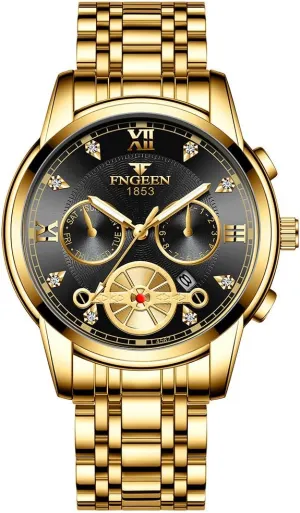 Men's Quartz Watches Luxury Man Wristwatch Waterproof Luminous Chronograph Watch illiterate wispy ductile for Men Stainless Steel 