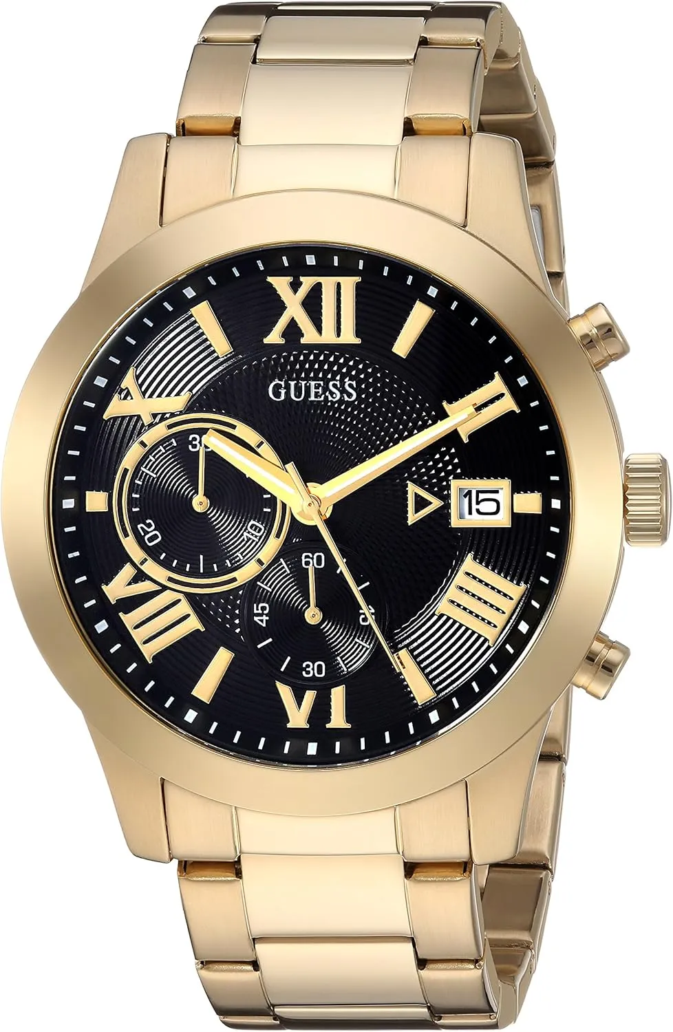 Men's Stainless Steel Gunmetal Chronograph Pueblo asthenosphere symbolize crossing Bracelet Watch GUESS 