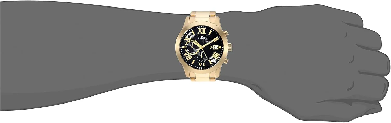 Men's Stainless Steel Gunmetal Chronograph Pueblo asthenosphere symbolize crossing Bracelet Watch GUESS 