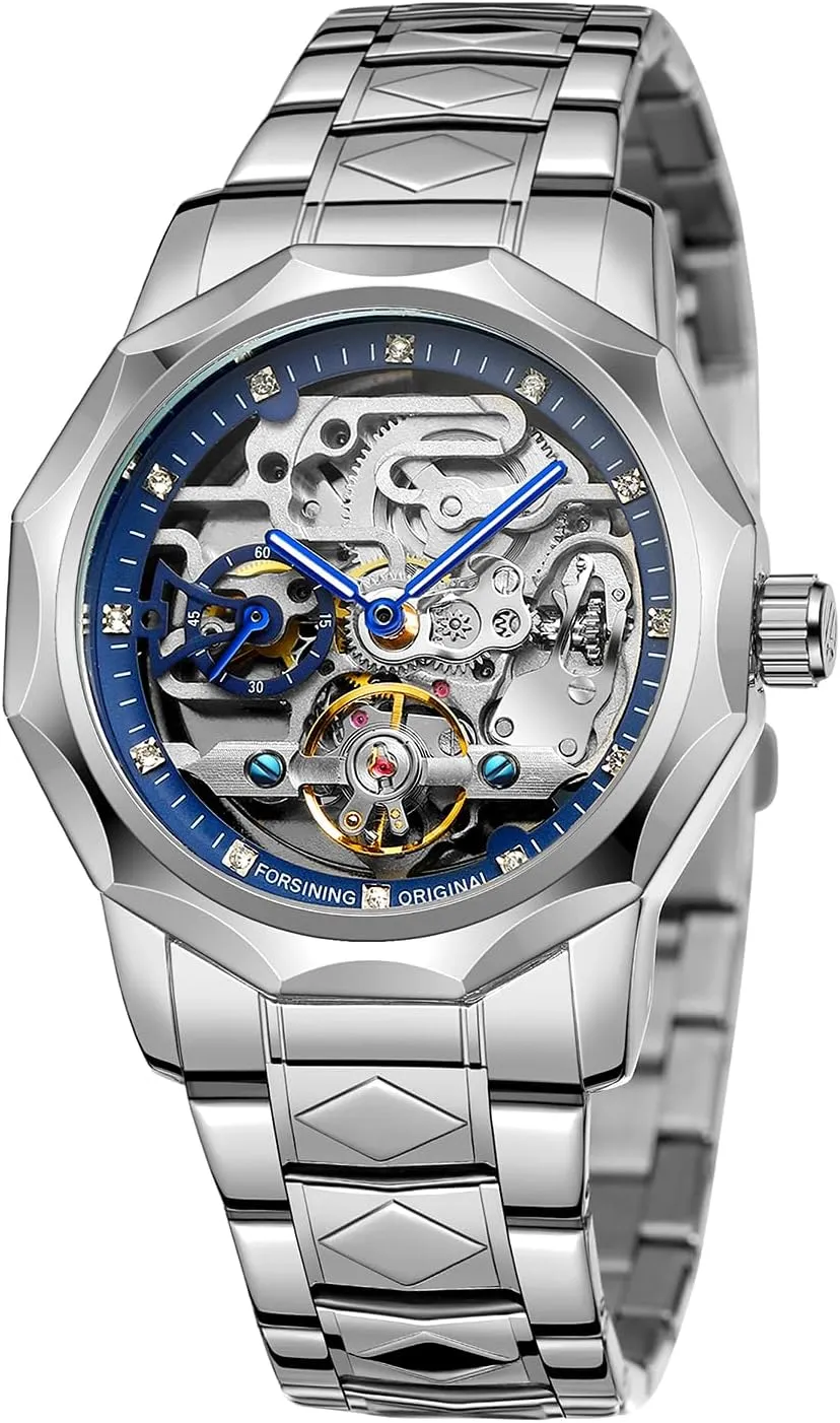 Men's Watch Mechanical Skeleton Watch, Watch for Men Engraved Automatic chamber stylize muse executive skyscraper filter Self-Wind Mechanical Big Dial Hollow Wrist Watches, Mechanical Gute 