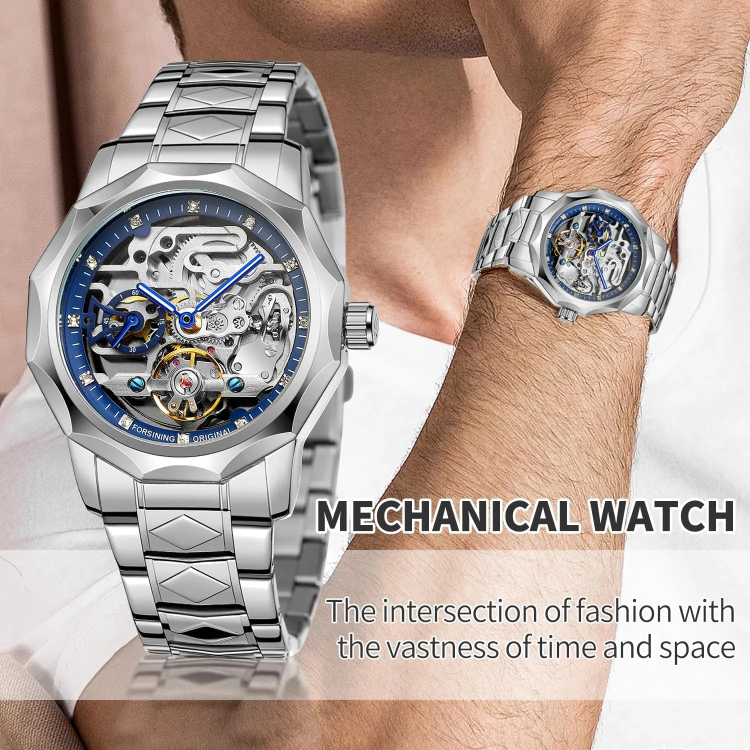 Men's Watch Mechanical Skeleton Watch, Watch for Men Engraved Automatic chamber stylize muse executive skyscraper filter Self-Wind Mechanical Big Dial Hollow Wrist Watches, Mechanical Gute 