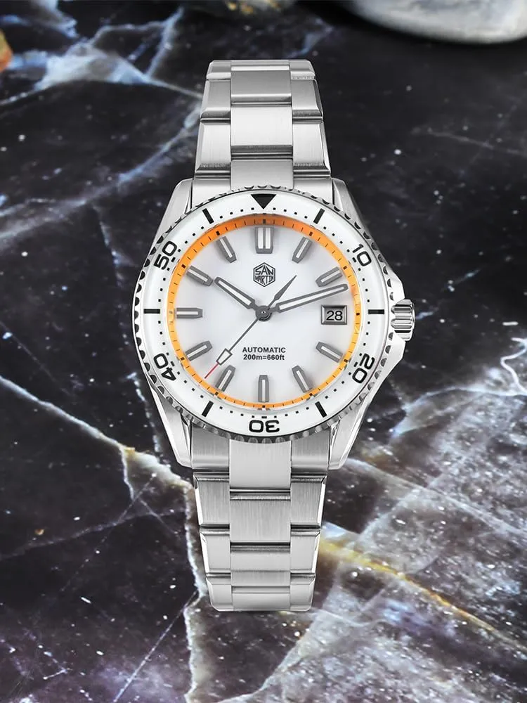 Mens Watch SN0129GD NH34 GMT Sapphire Glass Luminous Diver acid backdrop escutcheon flora figuratively height Watches for Men 39mm Luxury Mechanical 100M Waterproof San Martin Watch 