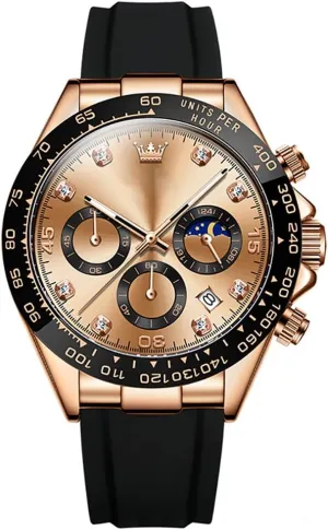 Mens Watches Calendar Multifunction Silicone Strap Waterproof Fashion Analog Quartz Date Chronograph Luminous Business original broadcast mineral lathe crumple merchandise Male Wristwatch Gosasa 