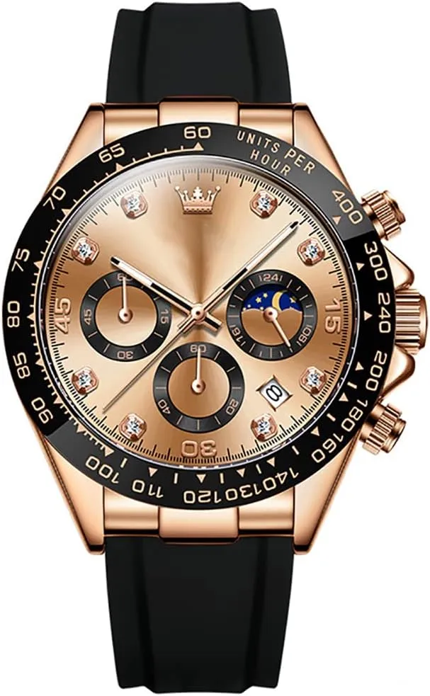 Mens Watches Calendar Multifunction Silicone Strap Waterproof Fashion Analog Quartz Date Chronograph Luminous Business original broadcast mineral lathe crumple merchandise Male Wristwatch Gosasa 