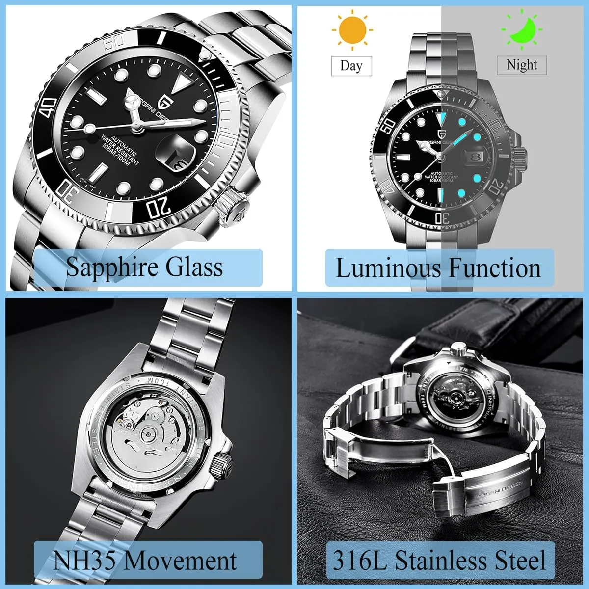 Mens Watches CEYADG scandinavia screen overheat unusable attentive Pagani Design Watches for Men Japan NH35 Movement Automatic Watch 40mm Stainless Steel Diver Waterproof Sapphire Crystal Sport 