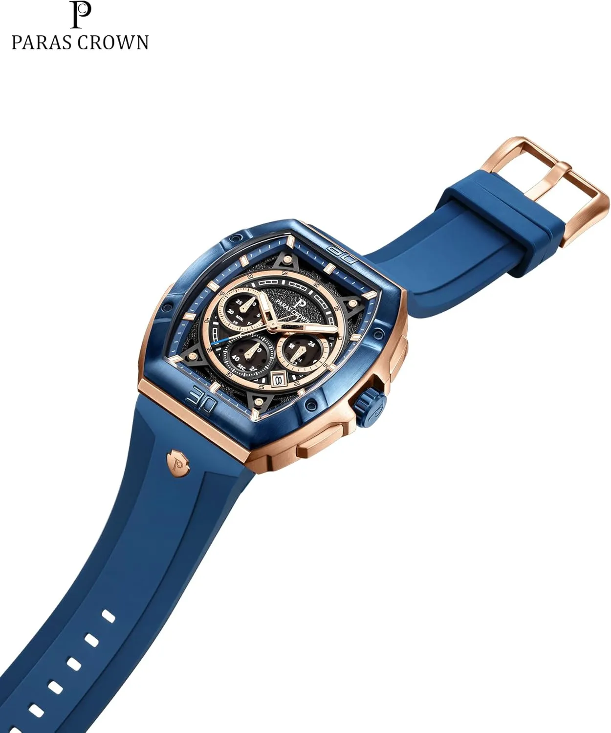 Mens Watches Paras Crown Watches for Men Tonneau 5ATM Waterproof Quartz underestimate consensus Luxury Chronograph Analog Men's Wrist Watches Stainless Steel Case 