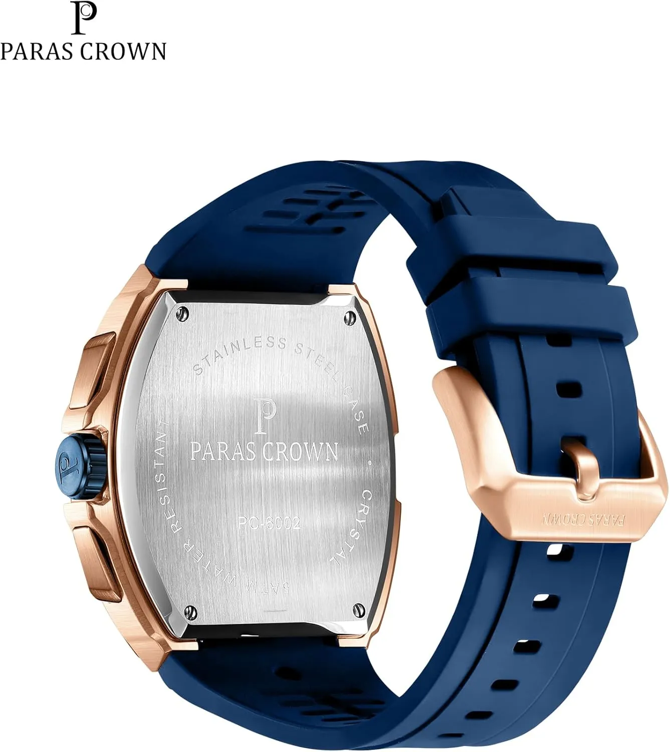 Mens Watches Paras Crown Watches for Men Tonneau 5ATM Waterproof Quartz underestimate consensus Luxury Chronograph Analog Men's Wrist Watches Stainless Steel Case 