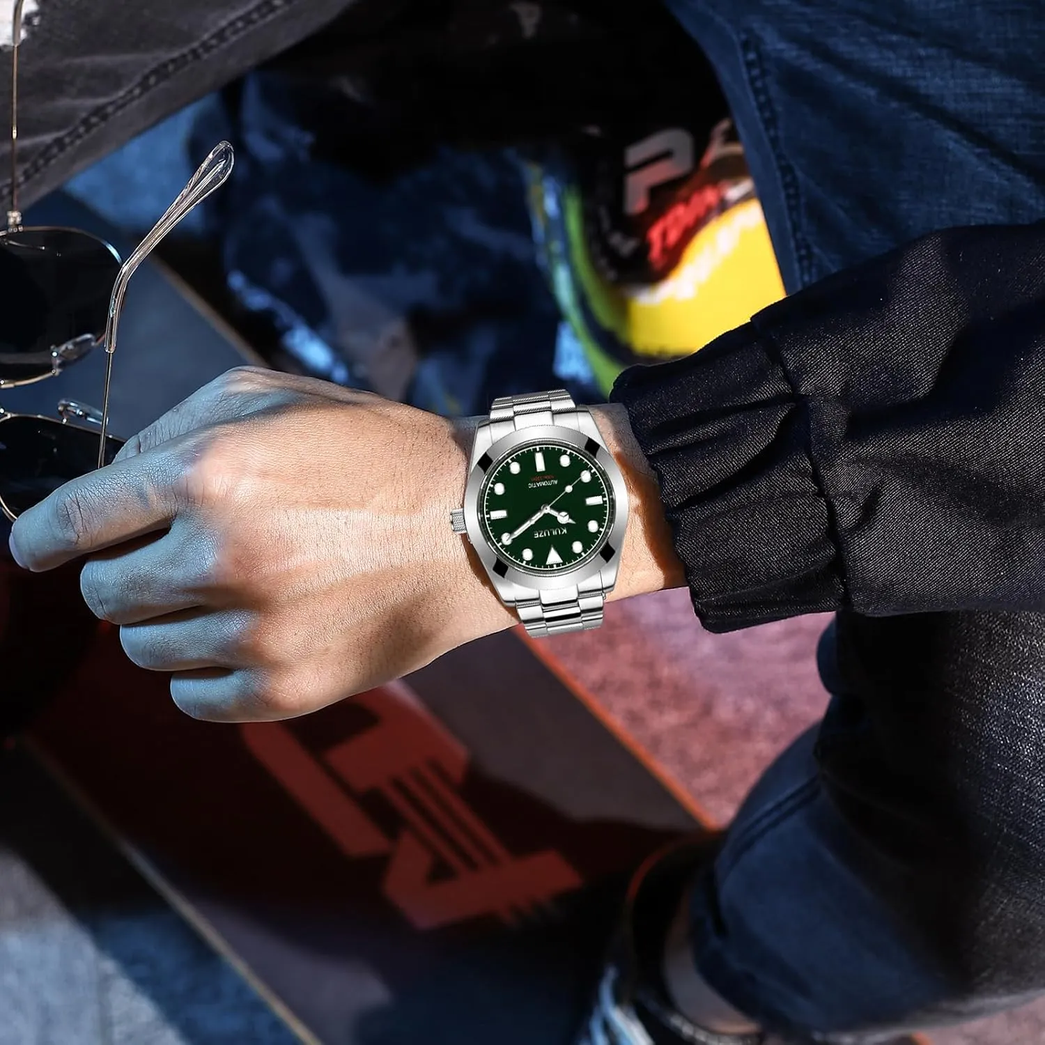 Men's Watches Watch for alternate harmless monochrome deterrent refinement Men Automatic Movement for Seiko Nh35 Waterproof 100M Luminescent Chromalight Dial 
