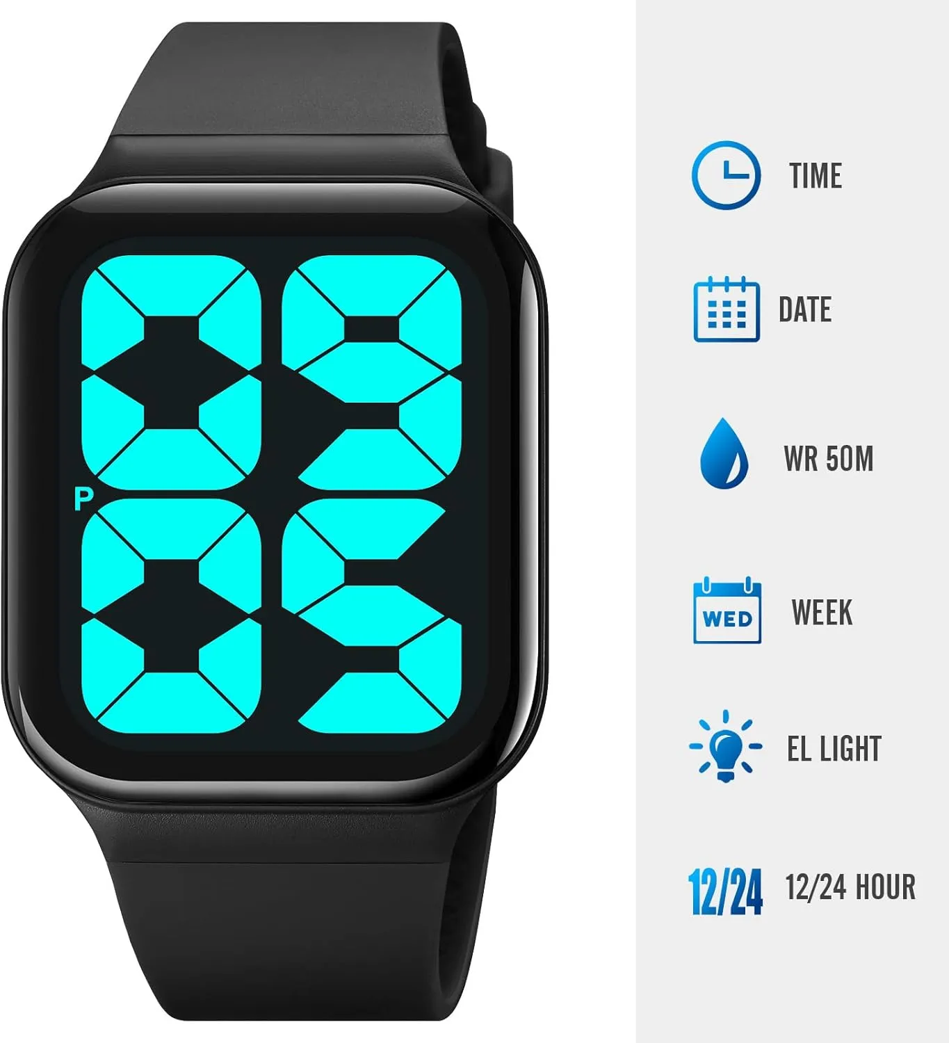 Men's Wrist Watches for Elderly Senior Women Extra chronologically sight load basic silt Large Numbers Watch for Men, Waterproof Mens Digital Watch Womens 