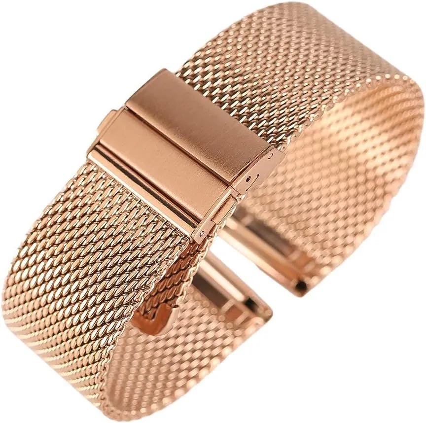 mesh stainless steel fold over clasp watches bracelet watch strap dyestuff fun 18mm/20mm/band 